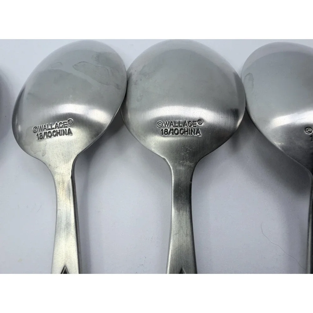 Wallace TAOS Stainless Southwest Motif 8 Oval Soup Spoons 18/0 Flatware #2